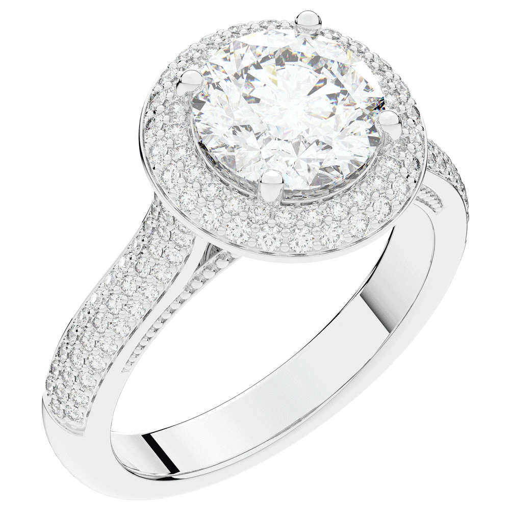 2.45CT.TW ROUND LAB DIAMOND HALO ENGAGEMENT RING - Nazarelle