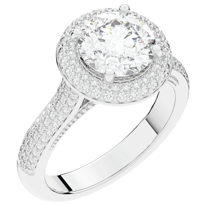 2.45CT.TW ROUND LAB DIAMOND HALO ENGAGEMENT RING - Nazarelle