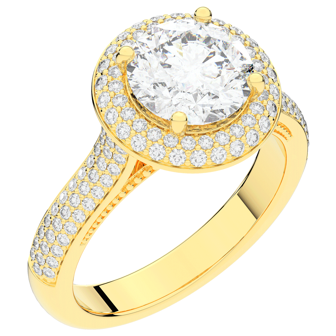 2.45CT.TW ROUND LAB DIAMOND HALO ENGAGEMENT RING - Nazarelle