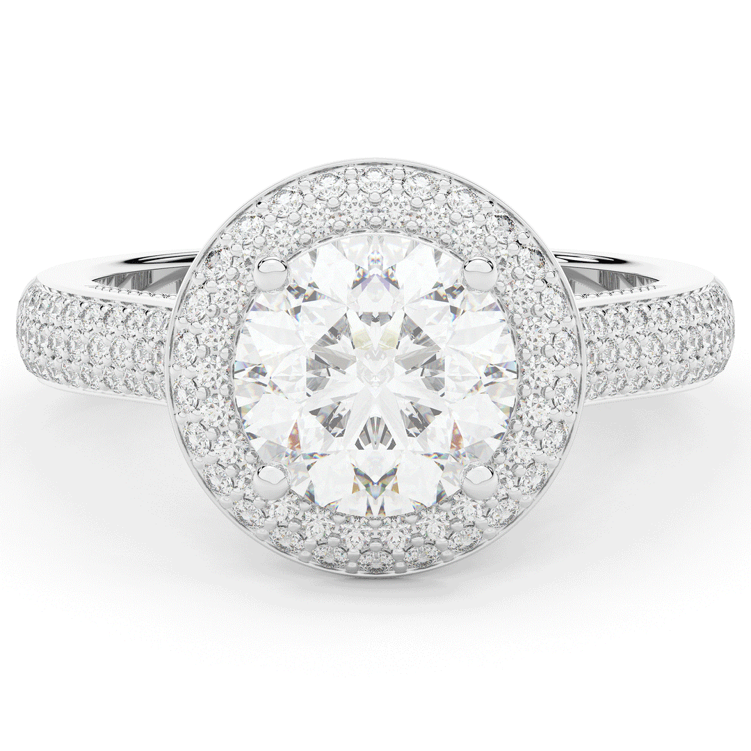 2.45CT.TW ROUND LAB DIAMOND HALO ENGAGEMENT RING - Nazarelle