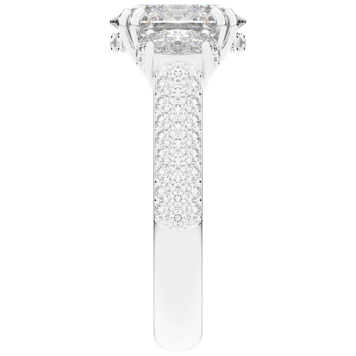 3.70CT.TW OVAL LAB DIAMOND 3 STONE ENGAGEMENT RING