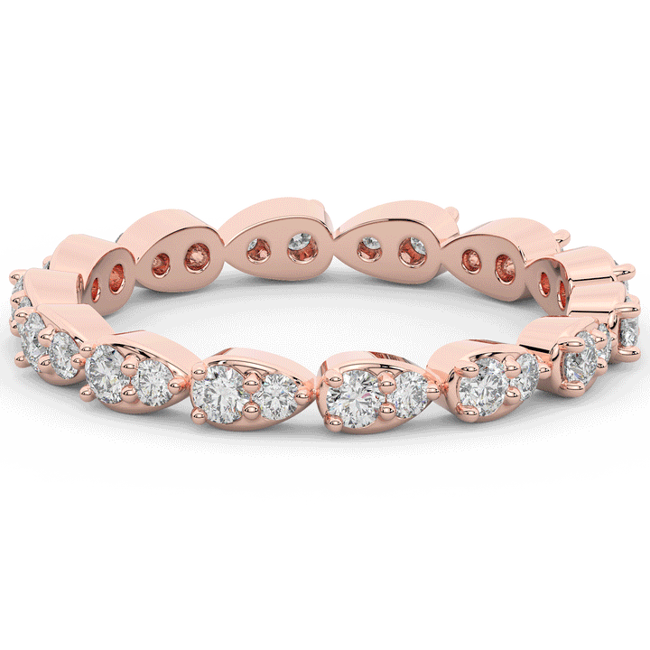 0.60CT.TW PEAR BEZEL ROUND LAB DIAMOND ETERNITY BAND - Nazarelle