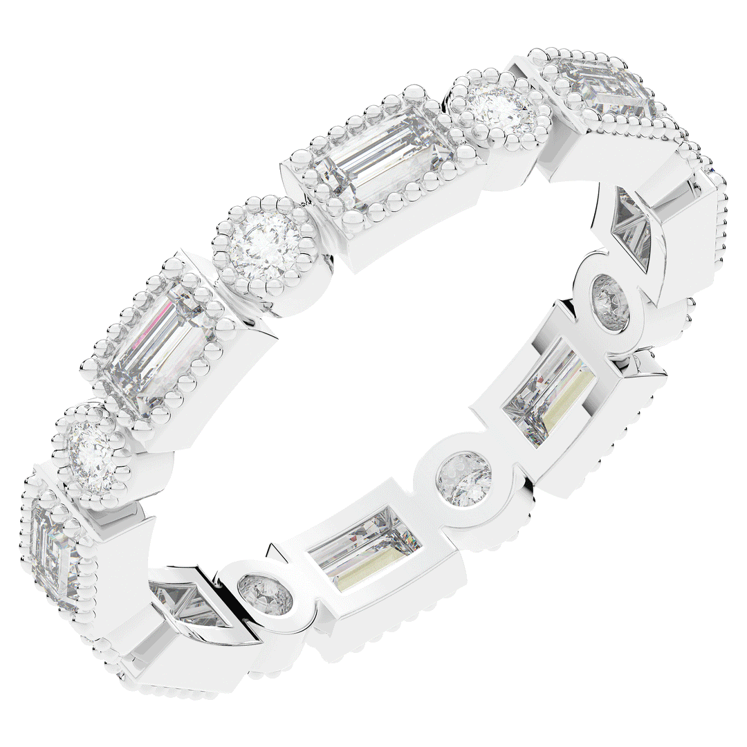 0.90CT.TW BAGUETTE AND ROUND LAB DIAMOND ETERNITY WEDDING BAND - Nazarelle
