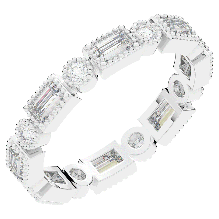0.90CT.TW BAGUETTE AND ROUND LAB DIAMOND ETERNITY WEDDING BAND - Nazarelle