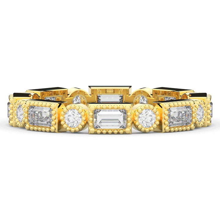 0.90CT.TW BAGUETTE AND ROUND LAB DIAMOND ETERNITY WEDDING BAND - Nazarelle