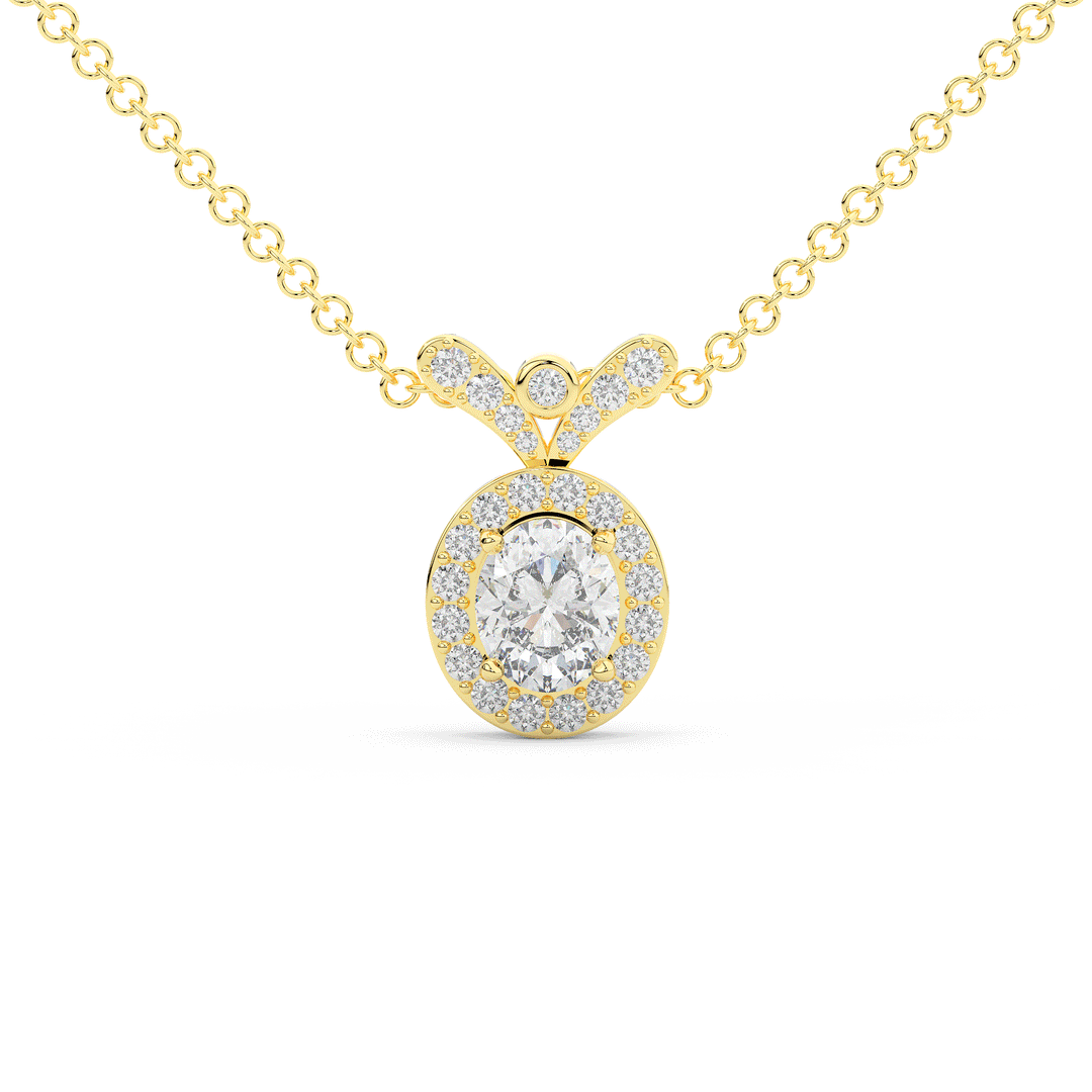 0.95CT.TW OVAL LAB DIAMOND HALO PENDANT - Nazarelle