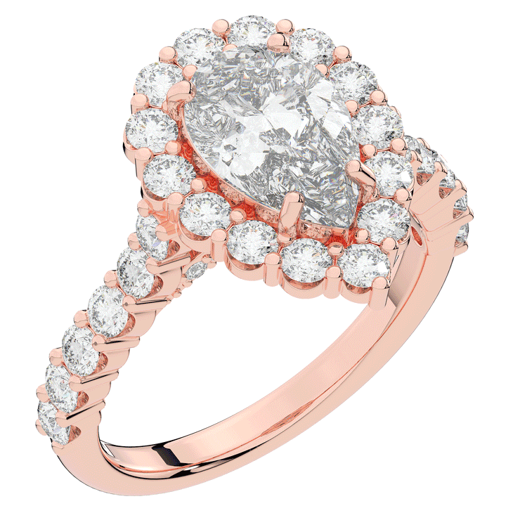 3.10CT.TW PEAR LAB DIAMOND HALO ENGAGEMENT RING - Nazarelle