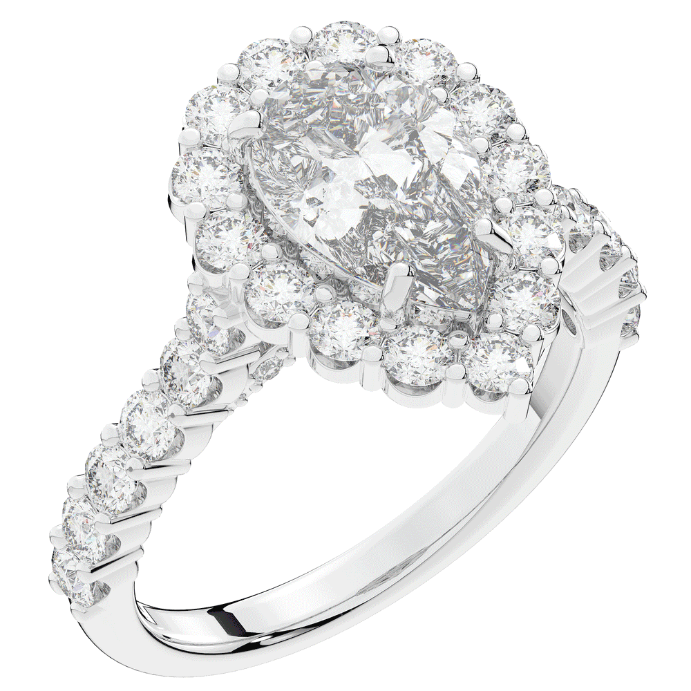 3.10CT.TW PEAR LAB DIAMOND HALO ENGAGEMENT RING - Nazarelle