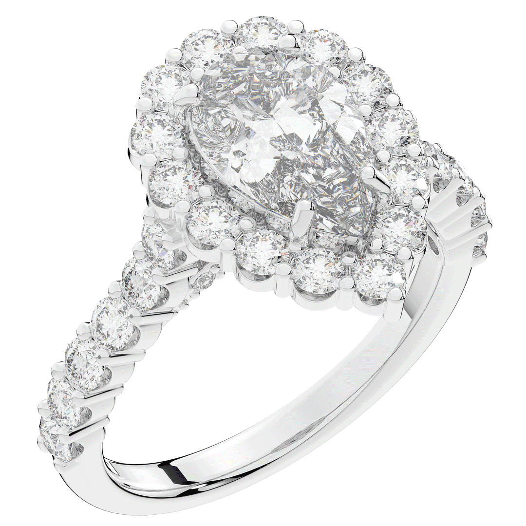 3.10CT.TW PEAR LAB DIAMOND HALO ENGAGEMENT RING - Nazarelle