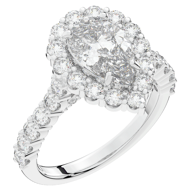 3.10CT.TW PEAR LAB DIAMOND HALO ENGAGEMENT RING - Nazarelle