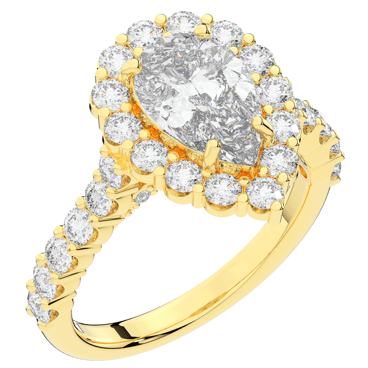 3.10CT.TW PEAR LAB DIAMOND HALO ENGAGEMENT RING - Nazarelle