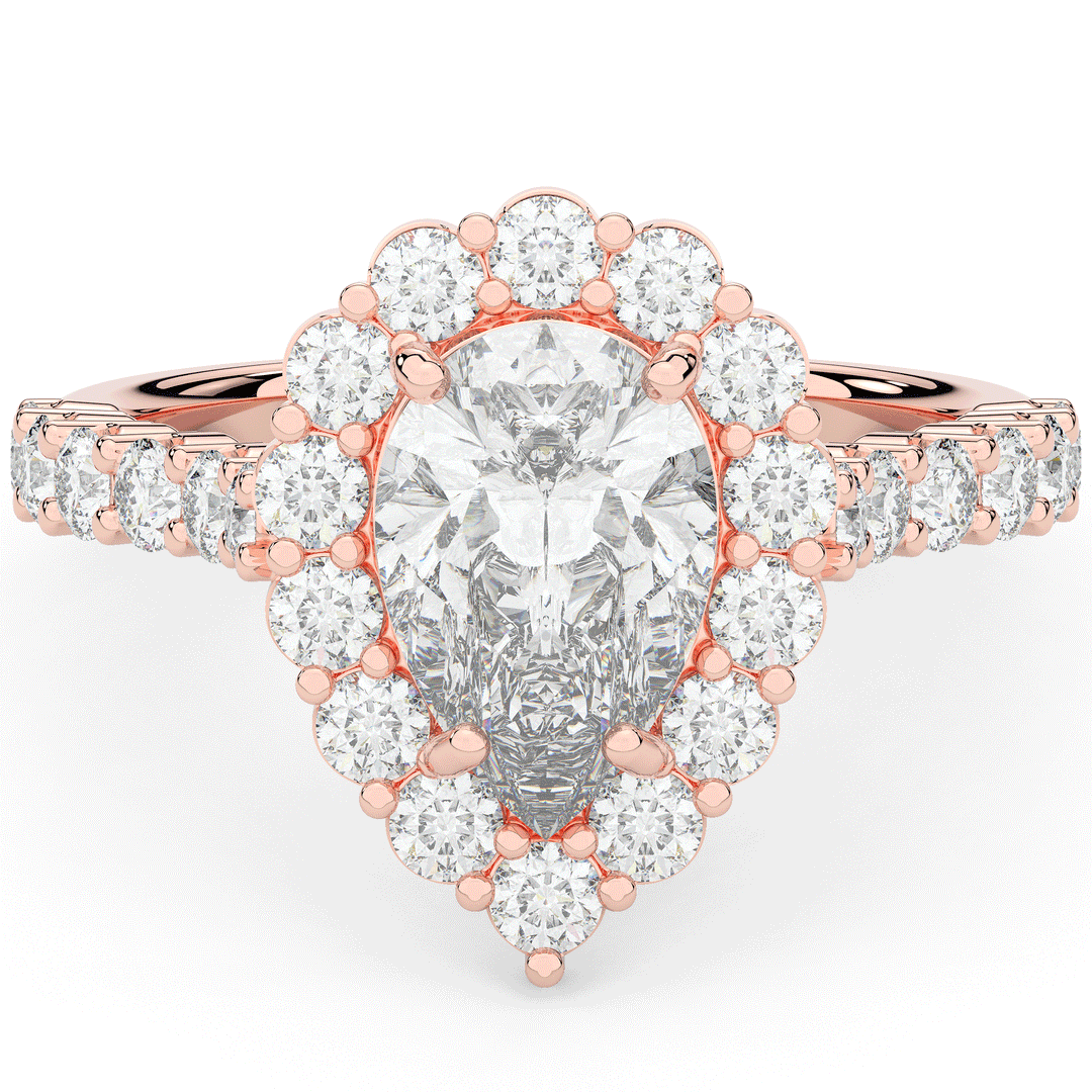 3.10CT.TW PEAR LAB DIAMOND HALO ENGAGEMENT RING - Nazarelle