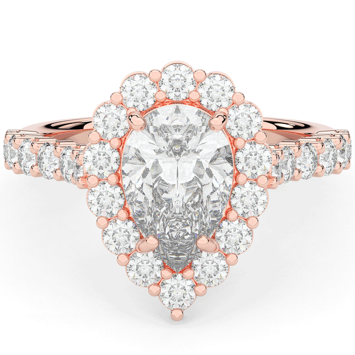 3.10CT.TW PEAR LAB DIAMOND HALO ENGAGEMENT RING - Nazarelle