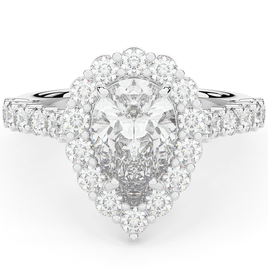 3.10CT.TW PEAR LAB DIAMOND HALO ENGAGEMENT RING - Nazarelle
