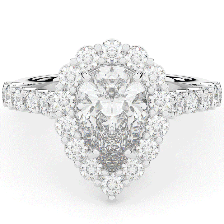 3.10CT.TW PEAR LAB DIAMOND HALO ENGAGEMENT RING - Nazarelle