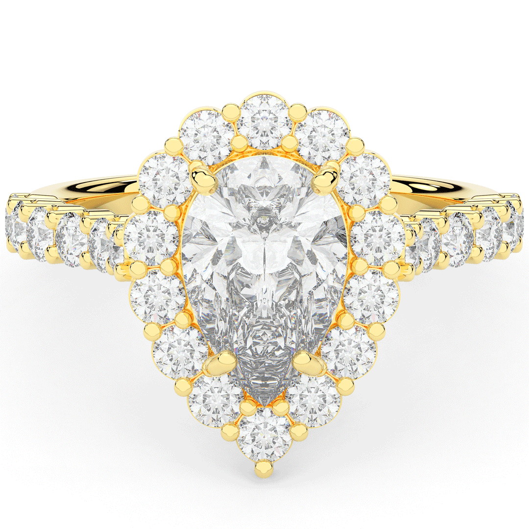 3.10CT.TW PEAR LAB DIAMOND HALO ENGAGEMENT RING - Nazarelle