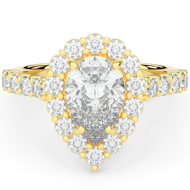 3.10CT.TW PEAR LAB DIAMOND HALO ENGAGEMENT RING - Nazarelle