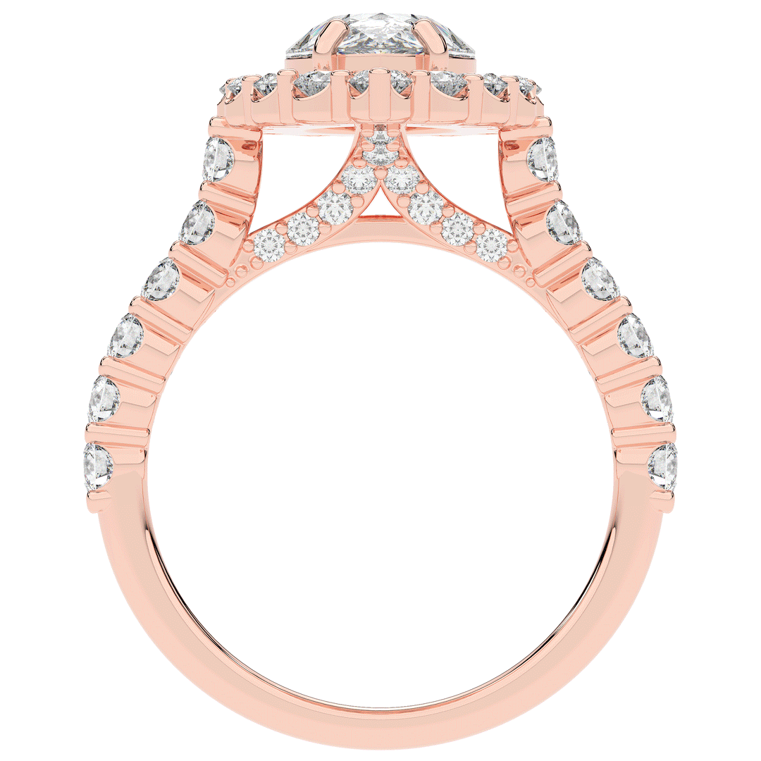 3.10CT.TW PEAR LAB DIAMOND HALO ENGAGEMENT RING - Nazarelle