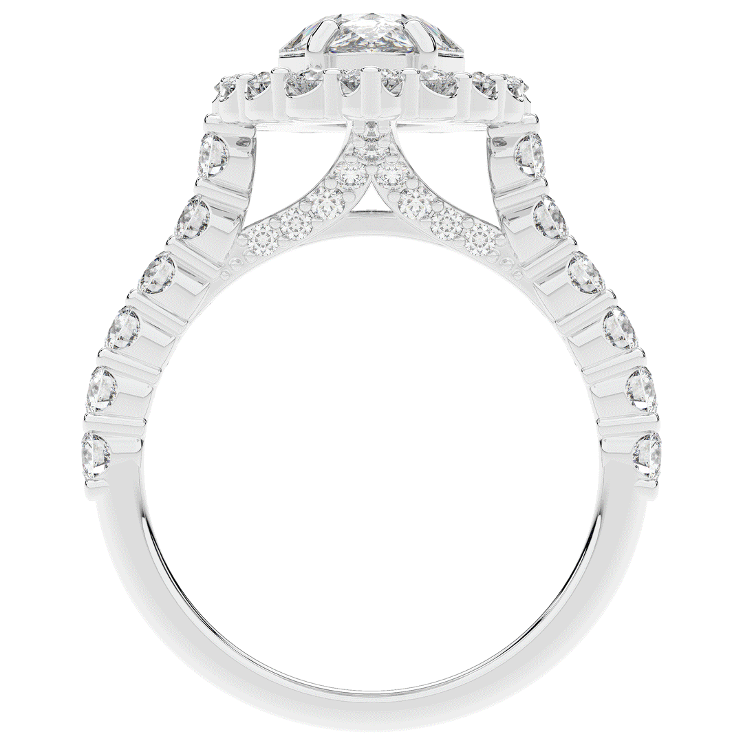 3.10CT.TW PEAR LAB DIAMOND HALO ENGAGEMENT RING - Nazarelle