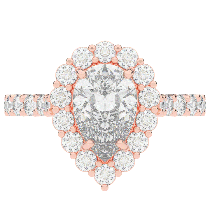 3.10CT.TW PEAR LAB DIAMOND HALO ENGAGEMENT RING - Nazarelle