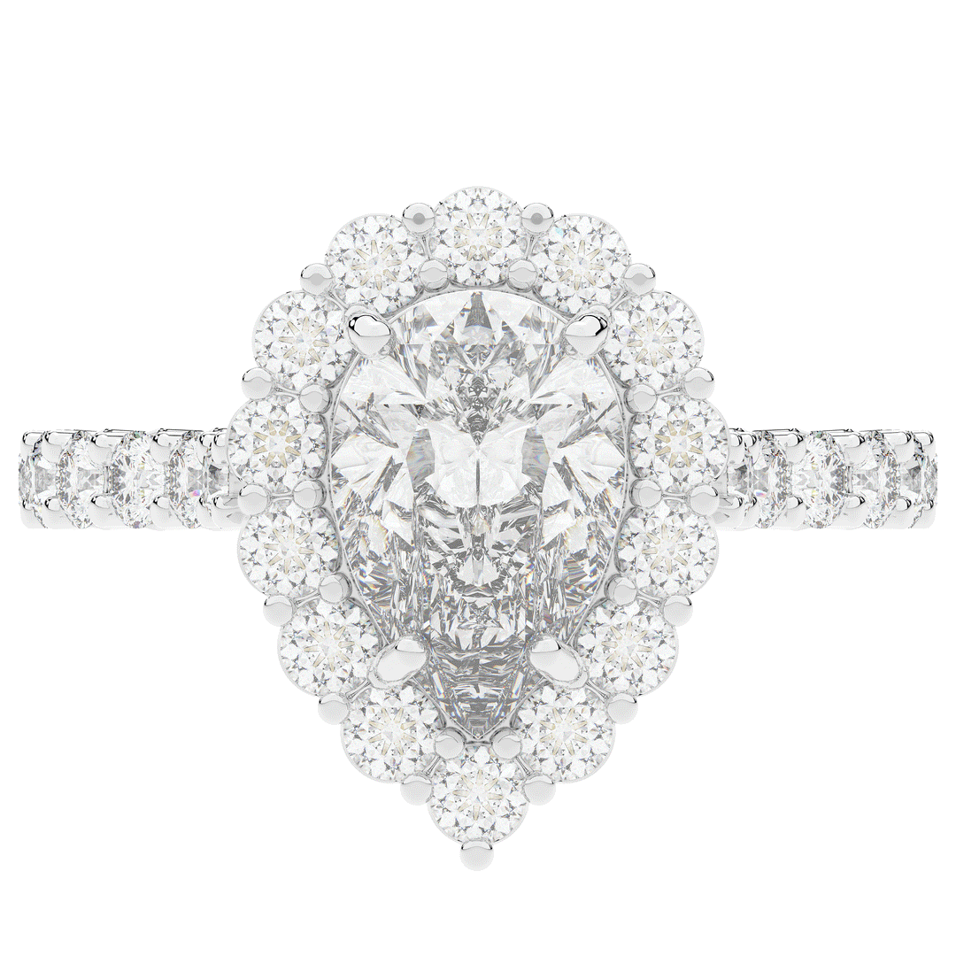 3.10CT.TW PEAR LAB DIAMOND HALO ENGAGEMENT RING - Nazarelle