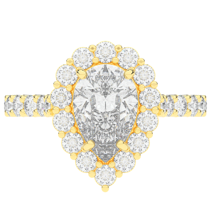 3.10CT.TW PEAR LAB DIAMOND HALO ENGAGEMENT RING - Nazarelle