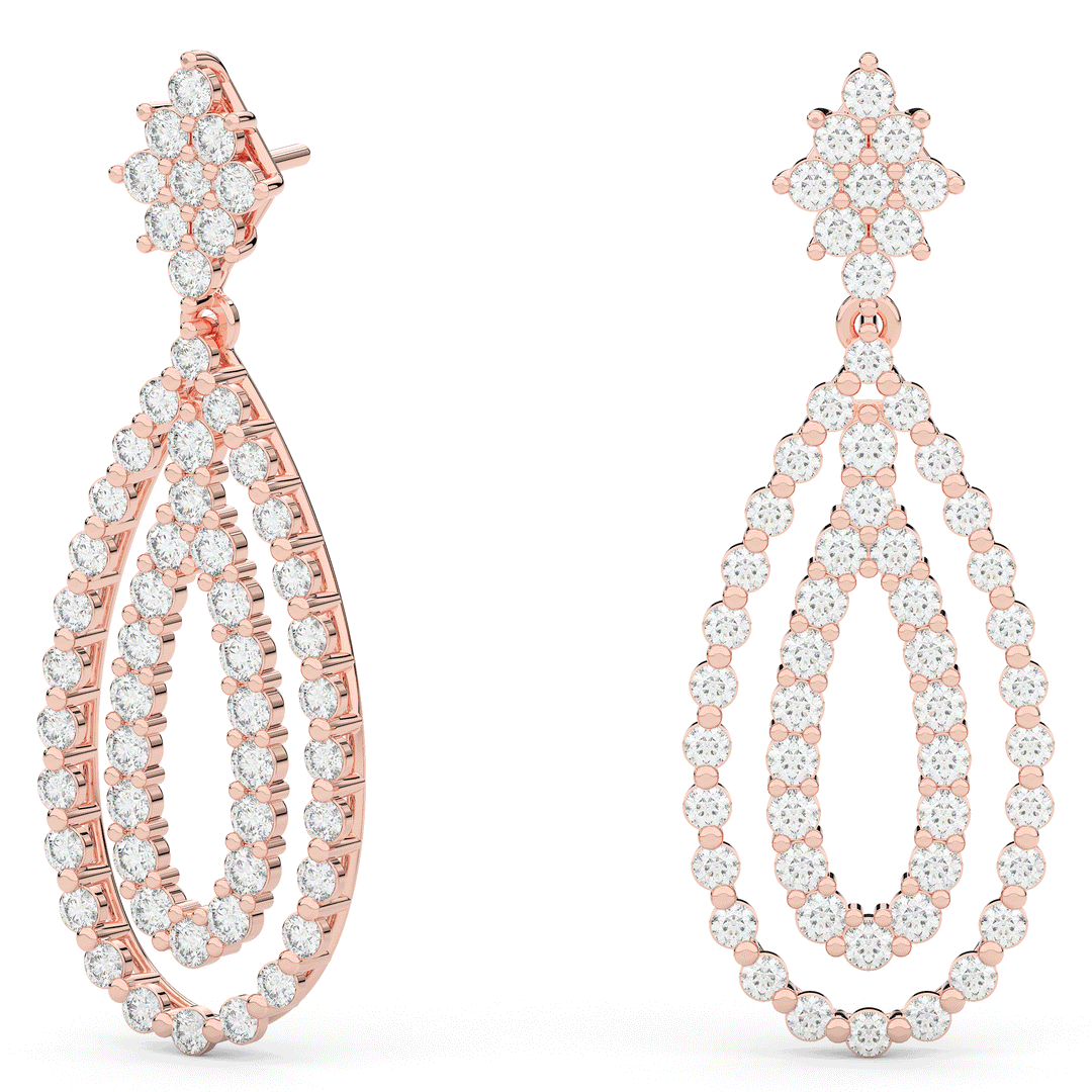 2.70CT.TW ROUND LAB DIAMOND DROP EARRINGS - Nazarelle