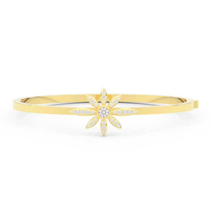 0.40CT.TW ROUND LAB BEZEL AND PRONG SET FLOWER DIAMOND BANGLE - Nazarelle