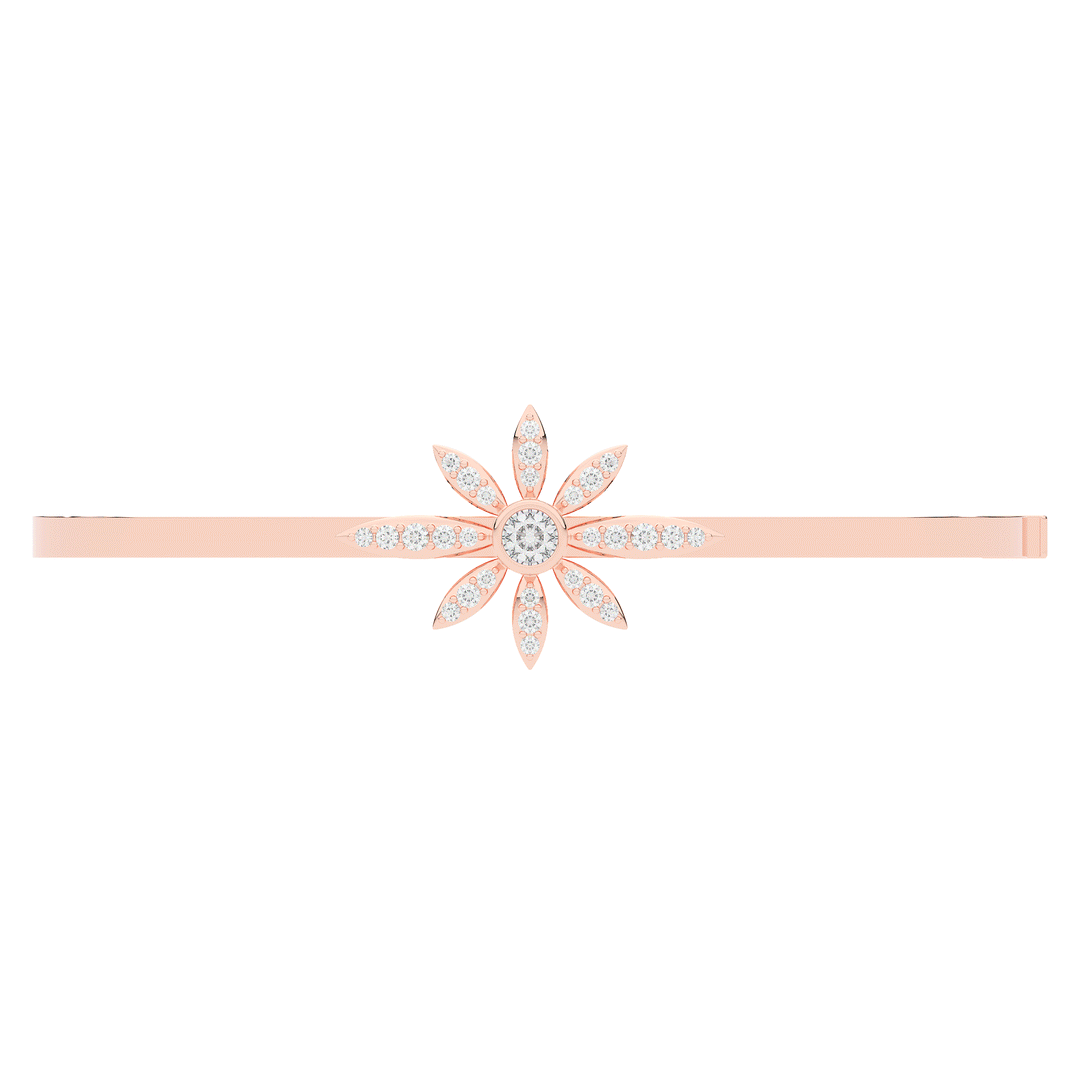 0.40CT.TW ROUND LAB BEZEL AND PRONG SET FLOWER DIAMOND BANGLE - Nazarelle