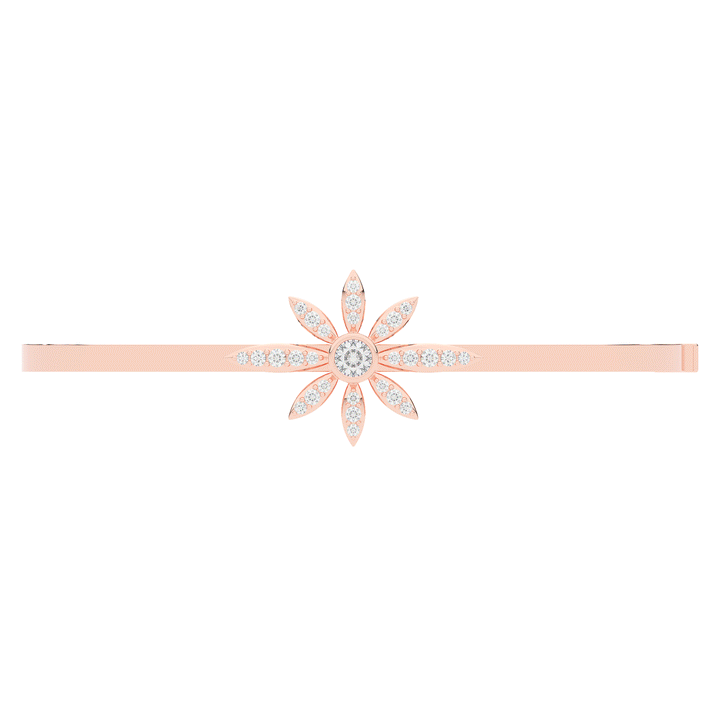 0.40CT.TW ROUND LAB BEZEL AND PRONG SET FLOWER DIAMOND BANGLE - Nazarelle