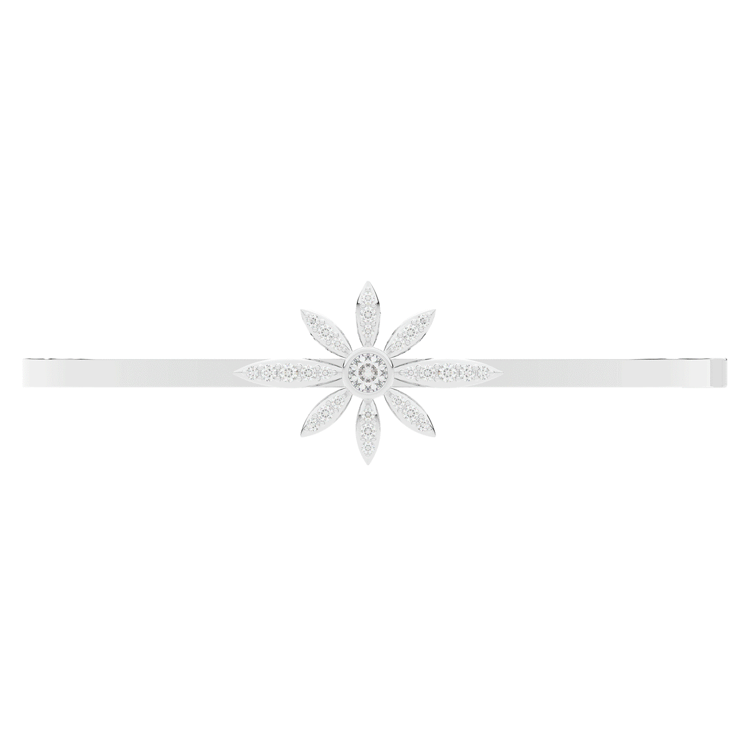 0.40CT.TW ROUND LAB BEZEL AND PRONG SET FLOWER DIAMOND BANGLE - Nazarelle