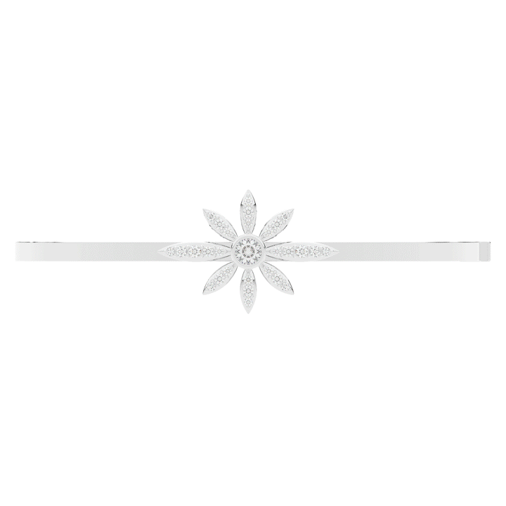 0.40CT.TW ROUND LAB BEZEL AND PRONG SET FLOWER DIAMOND BANGLE - Nazarelle