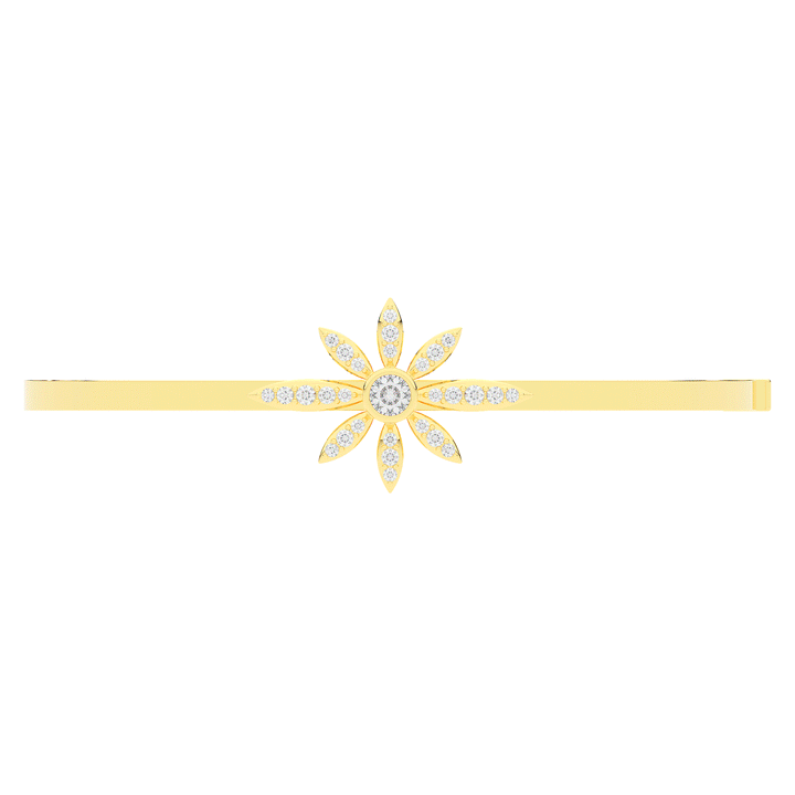 0.40CT.TW ROUND LAB BEZEL AND PRONG SET FLOWER DIAMOND BANGLE - Nazarelle