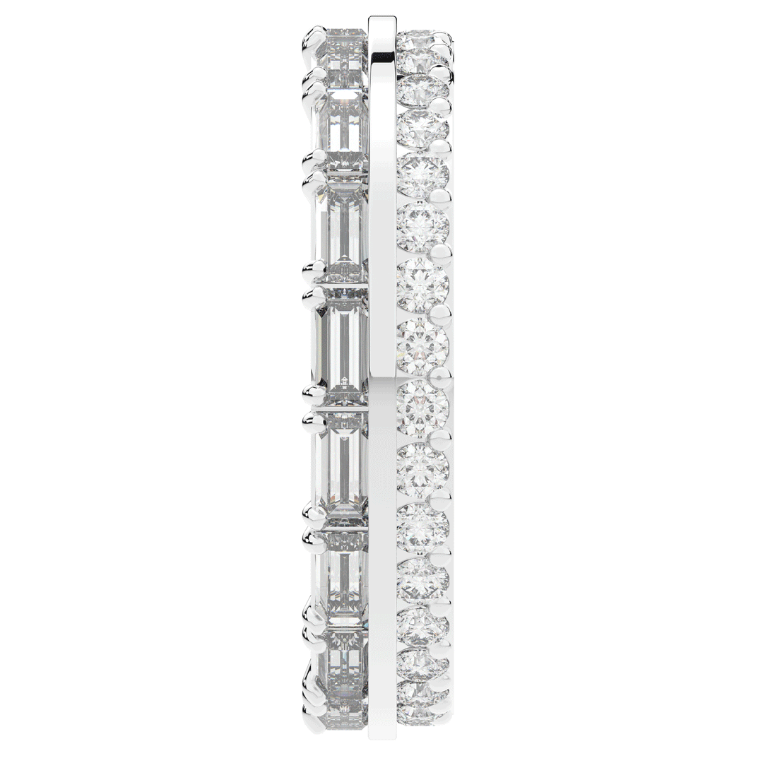 1.40CT.TW BAGUETTE AND ROUND LAB DIAMOND WEDDING BAND - Nazarelle