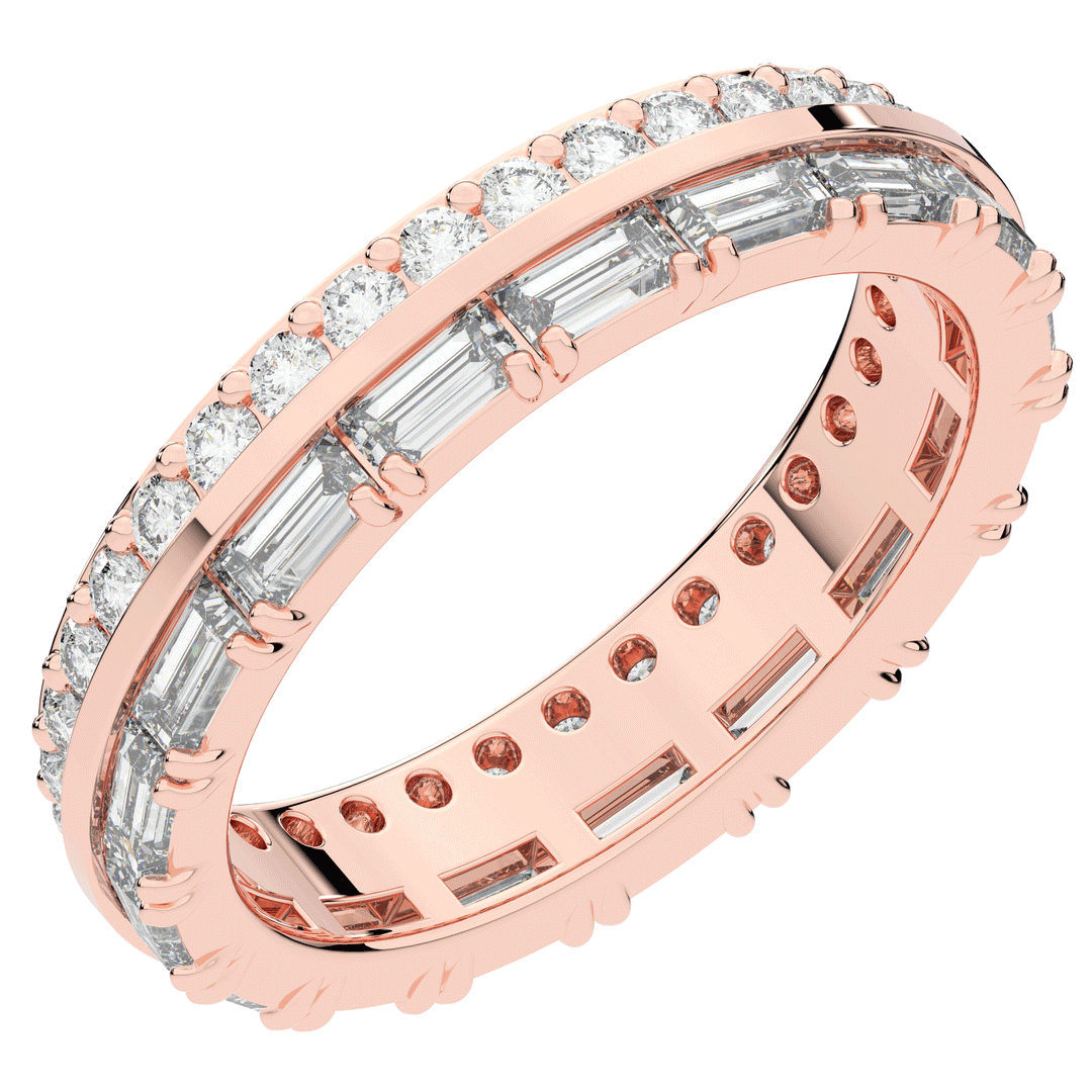 1.40CT.TW BAGUETTE AND ROUND LAB DIAMOND WEDDING BAND - Nazarelle