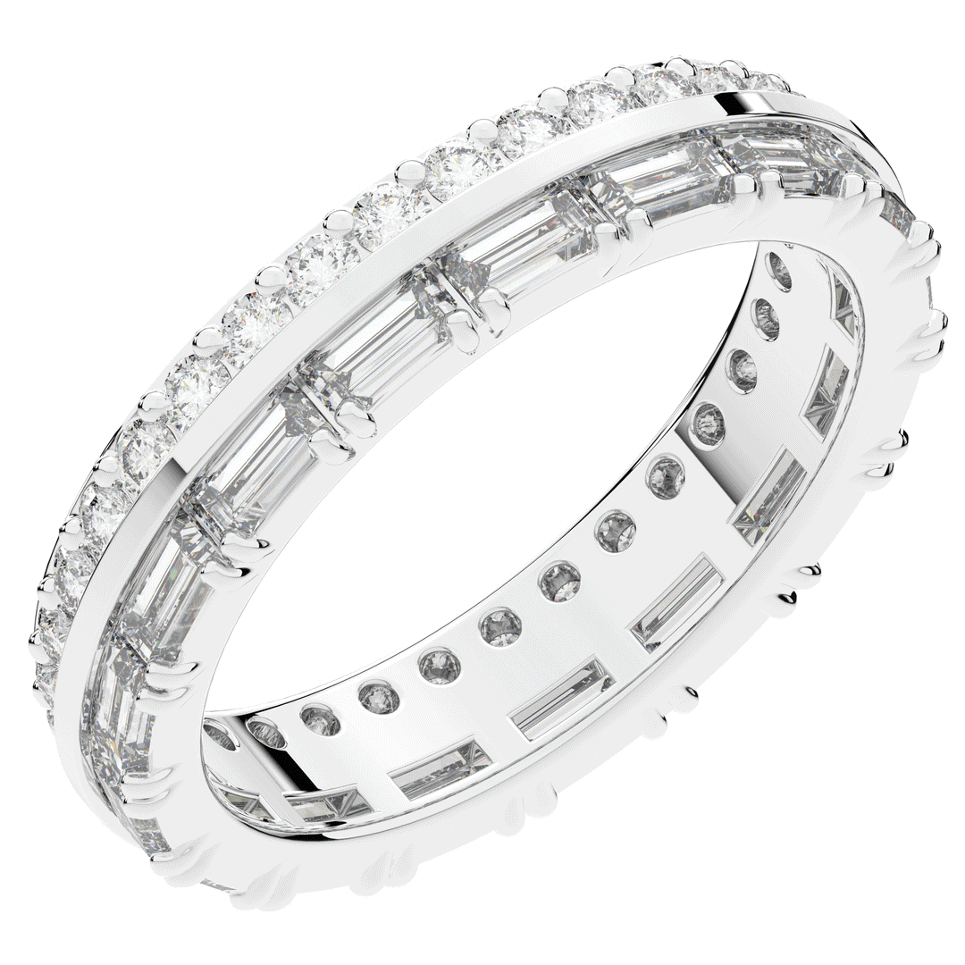 1.40CT.TW BAGUETTE AND ROUND LAB DIAMOND WEDDING BAND - Nazarelle