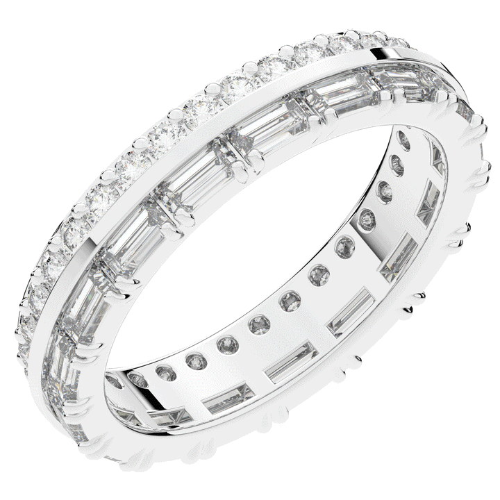 1.40CT.TW BAGUETTE AND ROUND LAB DIAMOND WEDDING BAND - Nazarelle