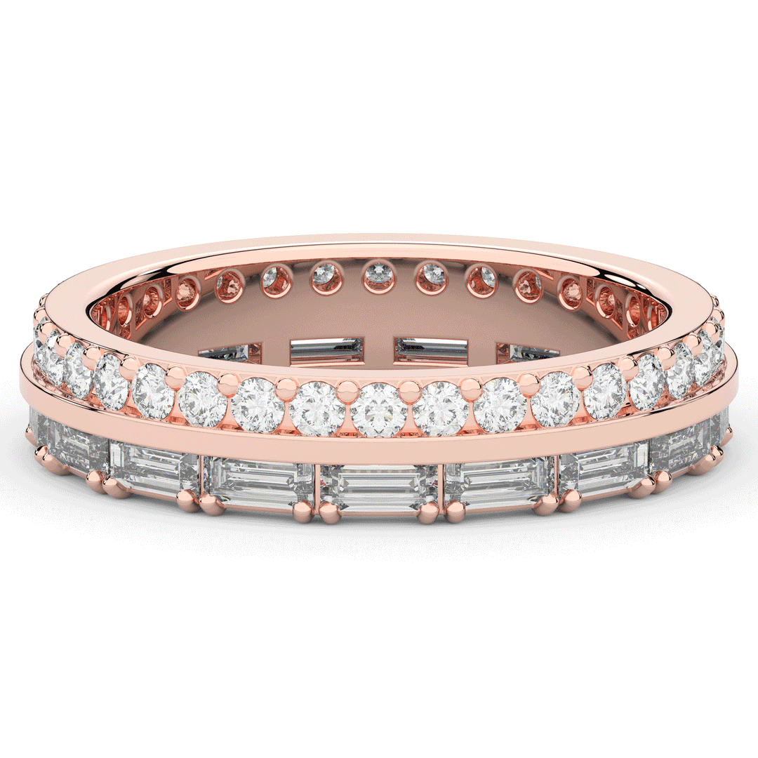 1.40CT.TW BAGUETTE AND ROUND LAB DIAMOND WEDDING BAND - Nazarelle