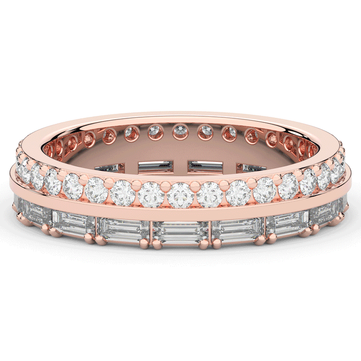1.40CT.TW BAGUETTE AND ROUND LAB DIAMOND WEDDING BAND - Nazarelle