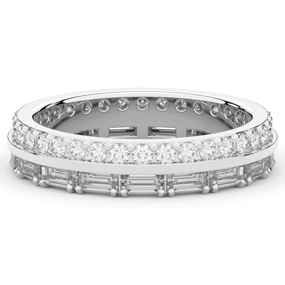 1.40CT.TW BAGUETTE AND ROUND LAB DIAMOND WEDDING BAND - Nazarelle