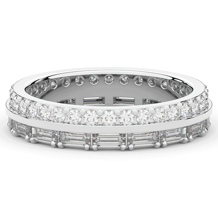 1.40CT.TW BAGUETTE AND ROUND LAB DIAMOND WEDDING BAND - Nazarelle