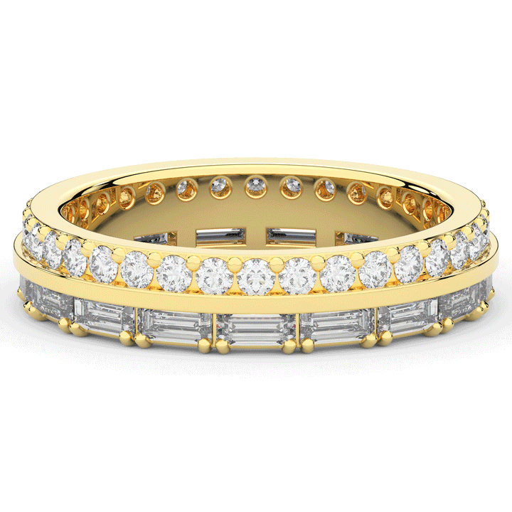 1.40CT.TW BAGUETTE AND ROUND LAB DIAMOND WEDDING BAND - Nazarelle