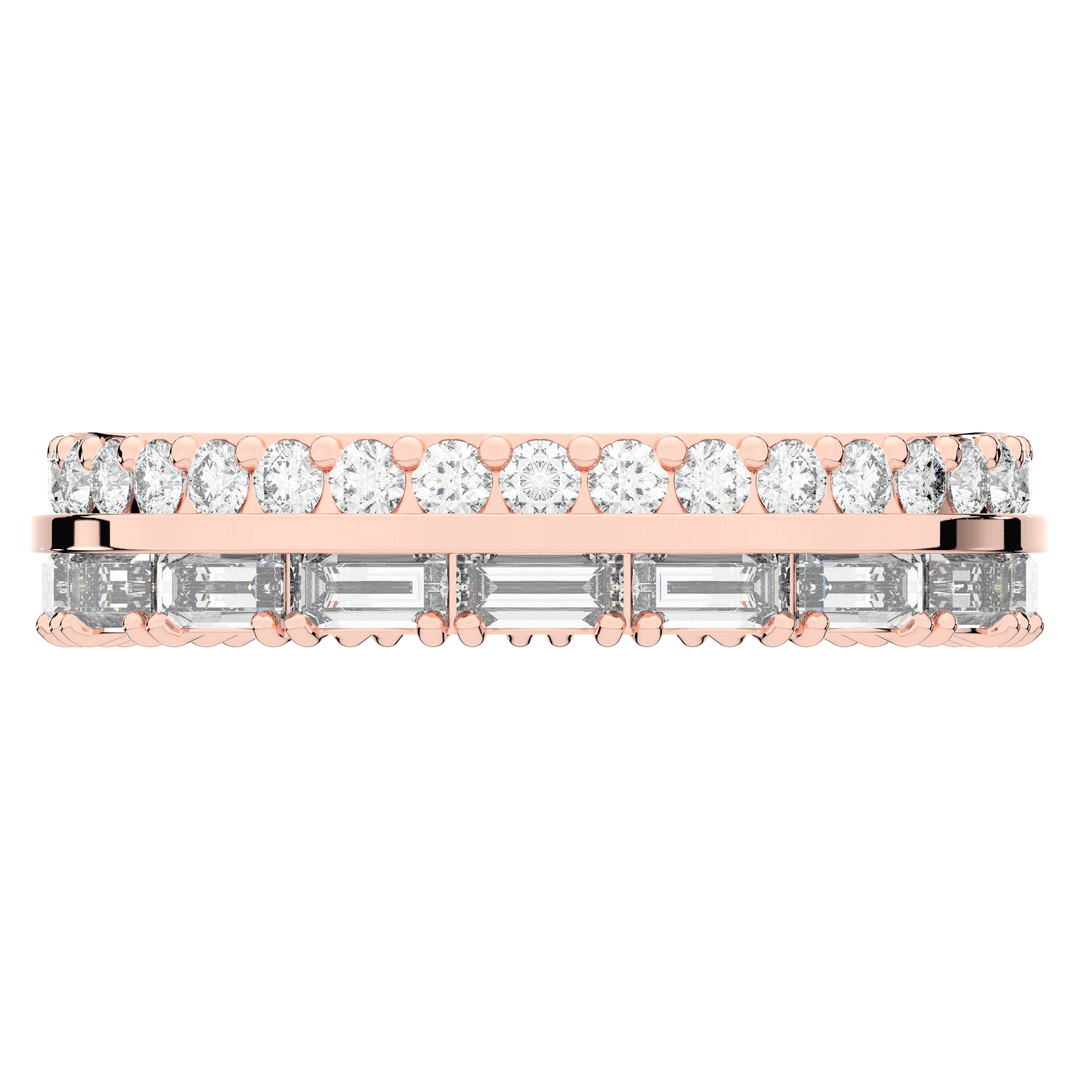 1.40CT.TW BAGUETTE AND ROUND LAB DIAMOND WEDDING BAND - Nazarelle
