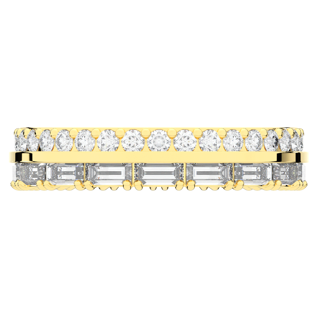 1.40CT.TW BAGUETTE AND ROUND LAB DIAMOND WEDDING BAND - Nazarelle