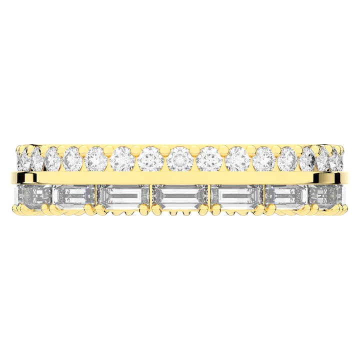 1.40CT.TW BAGUETTE AND ROUND LAB DIAMOND WEDDING BAND - Nazarelle