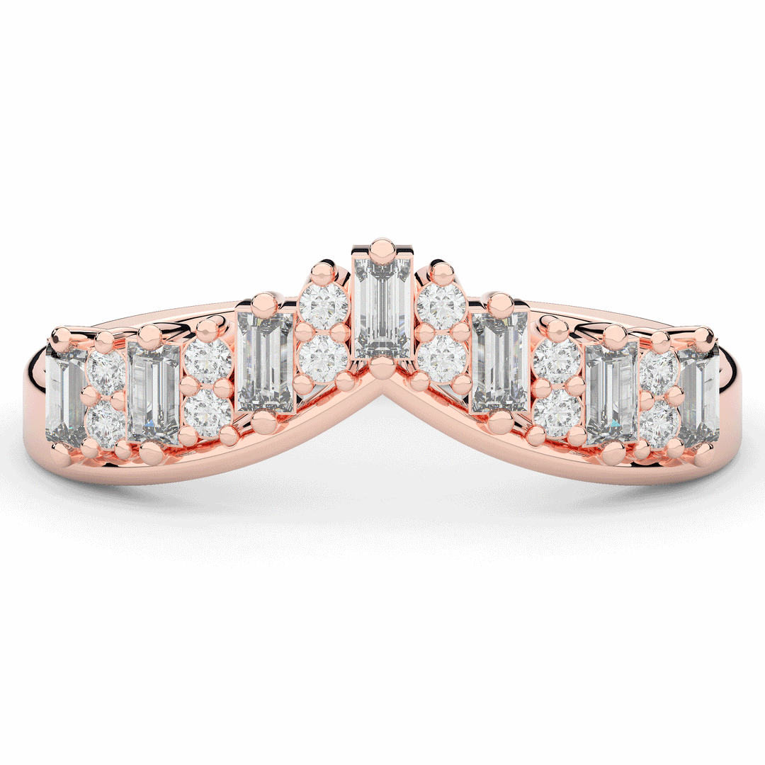 0.45CT.TW ROUND AND BAGUETTE LAB DIAMOND CURVED WEDDING BAND - Nazarelle