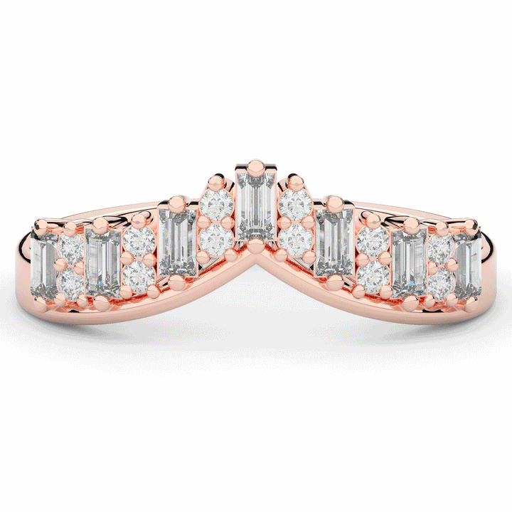 0.45CT.TW ROUND AND BAGUETTE LAB DIAMOND CURVED WEDDING BAND - Nazarelle