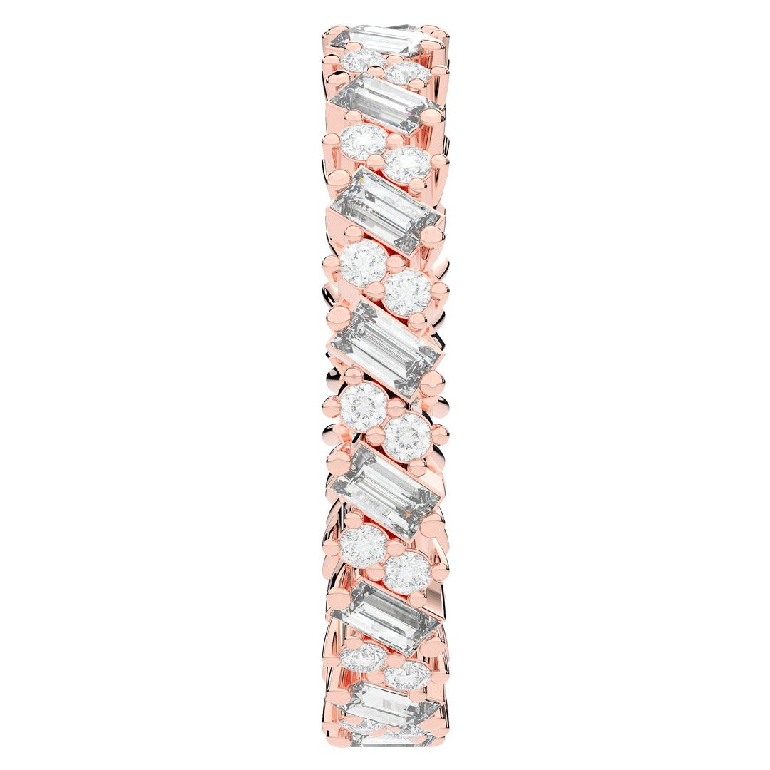 0.90CT.TW BAGUETTE AND ROUND LAB DIAMOND ETERNITY WEDDING BAND - Nazarelle