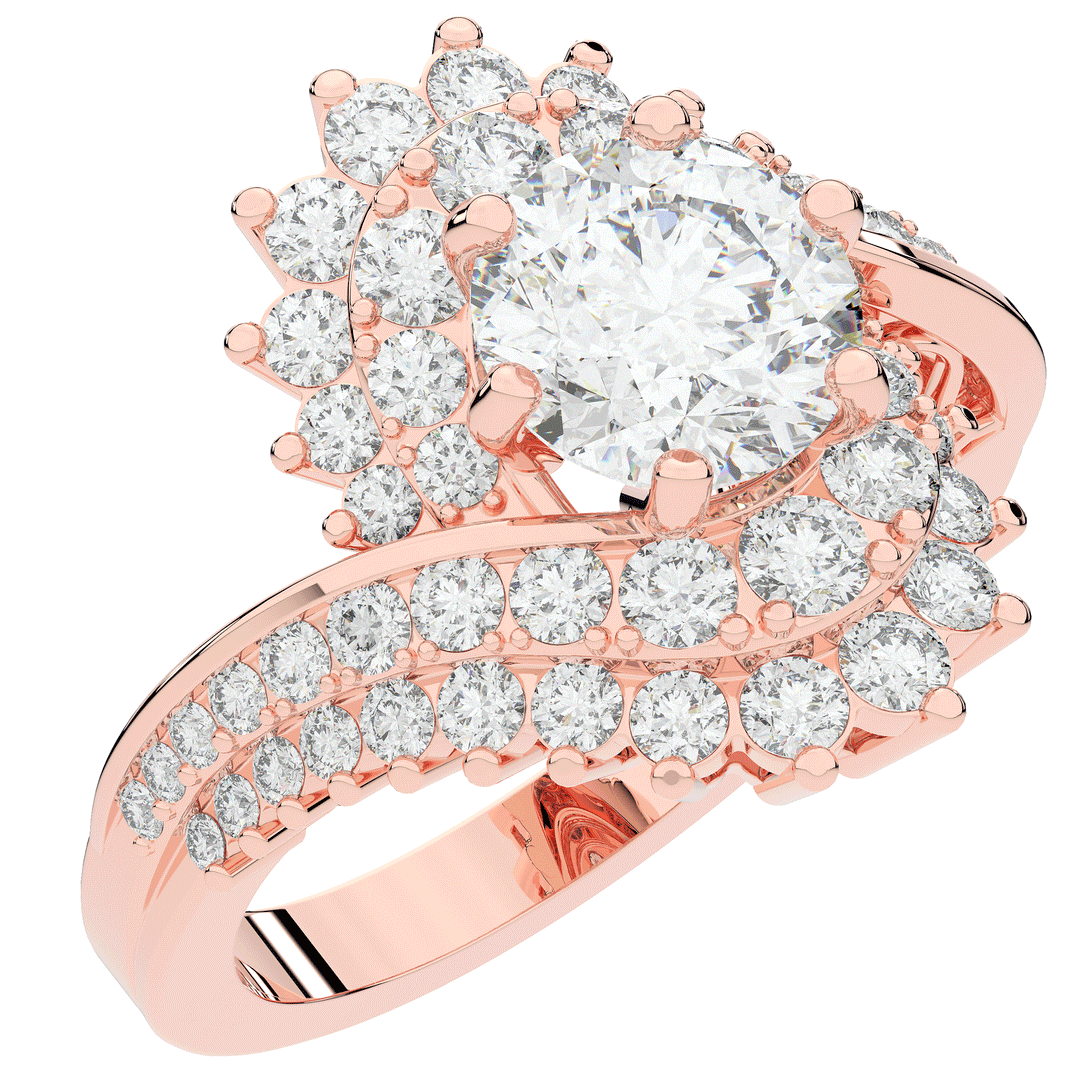 3.35CT.TW ROUND LAB DIAMOND BYPASS HALO ENGAGEMENT RING - Nazarelle