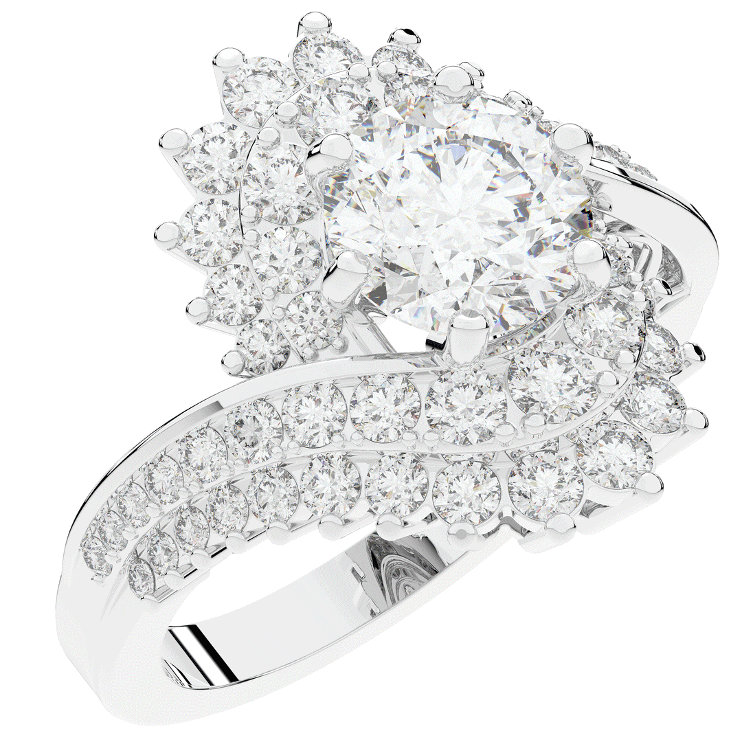 3.35CT.TW ROUND LAB DIAMOND BYPASS HALO ENGAGEMENT RING - Nazarelle